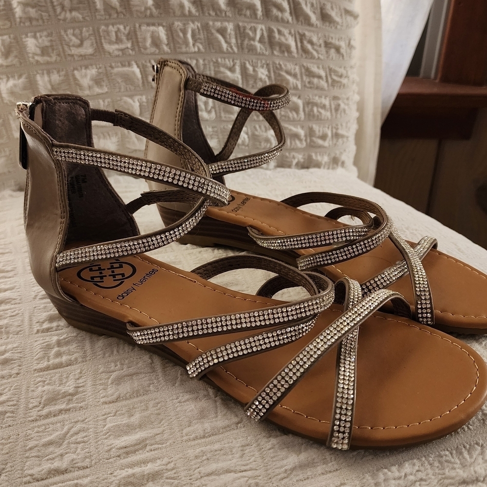 Elegant Tan and Silver Women's Sandals